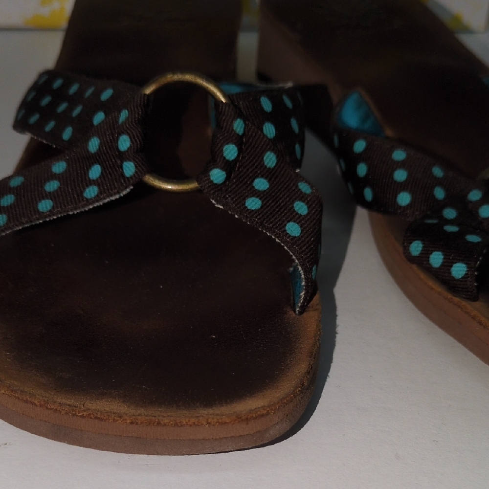Yellow Box Black and Teal Polka Dot Sandals - Picture 10 of 14